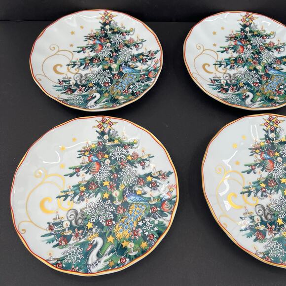 NWOT 4 Williams-Sonoma Twas The Night Before Christmas Salad Plate Tree. - Picture 4 of 8